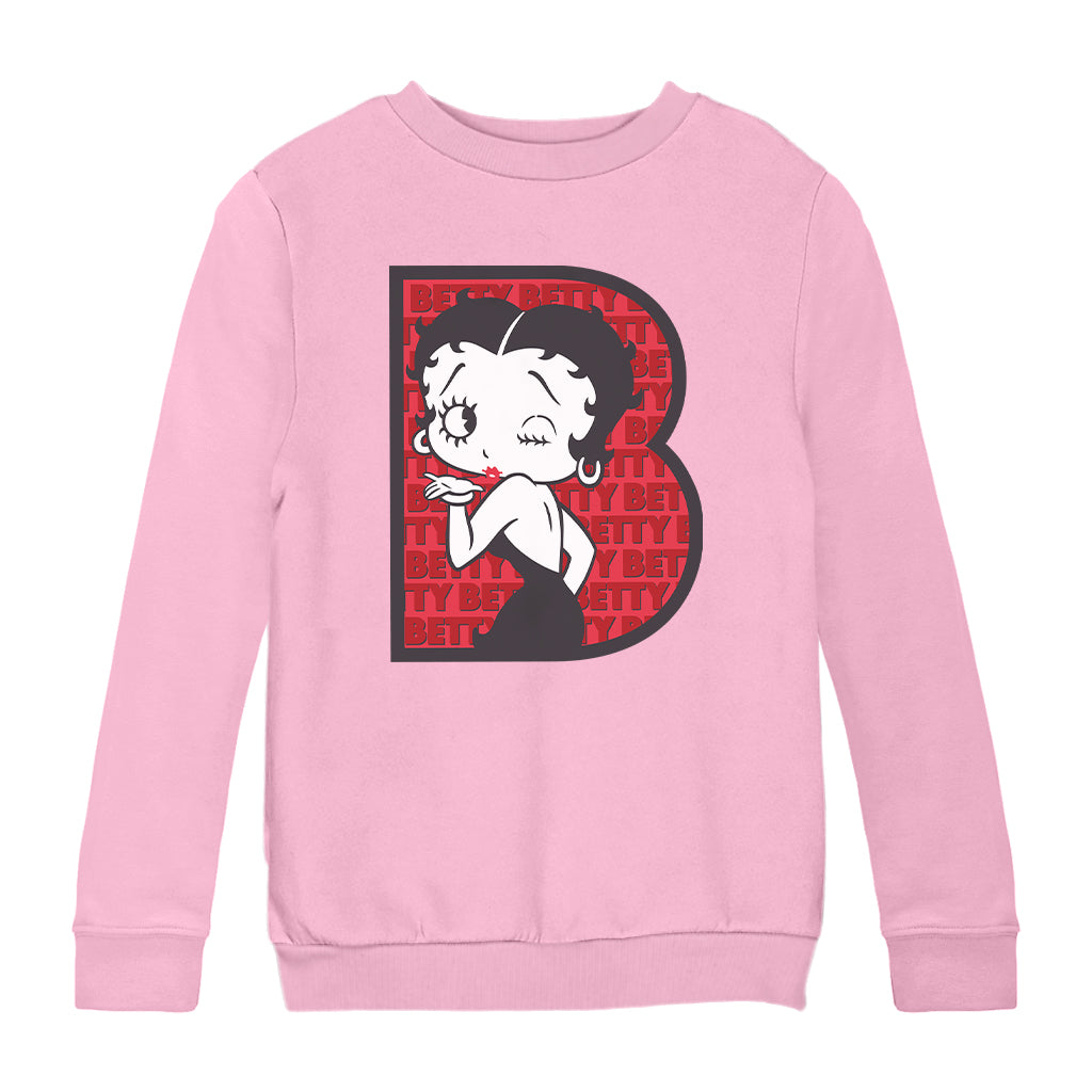 Betty Boop B Letter with Wink Kids Sweatshirt
