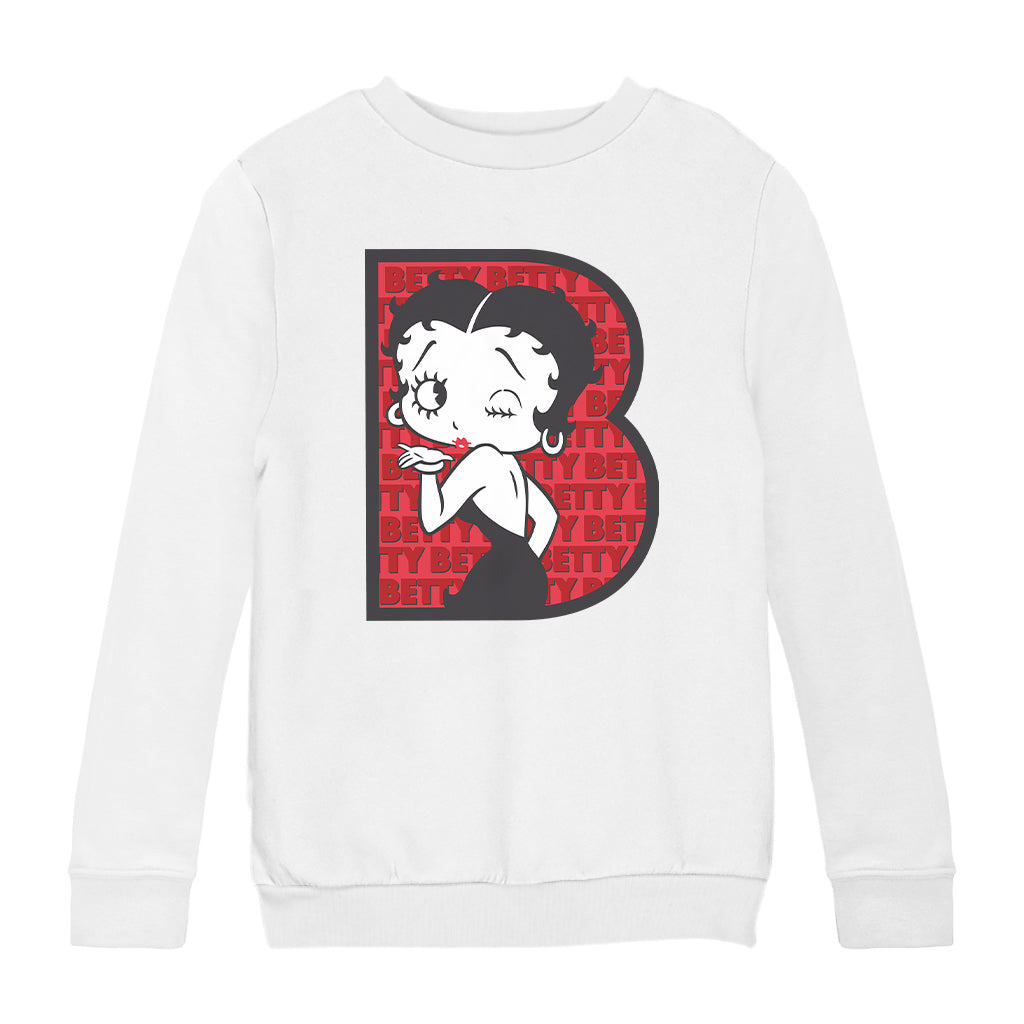 Betty Boop B Letter with Wink Kids Sweatshirt