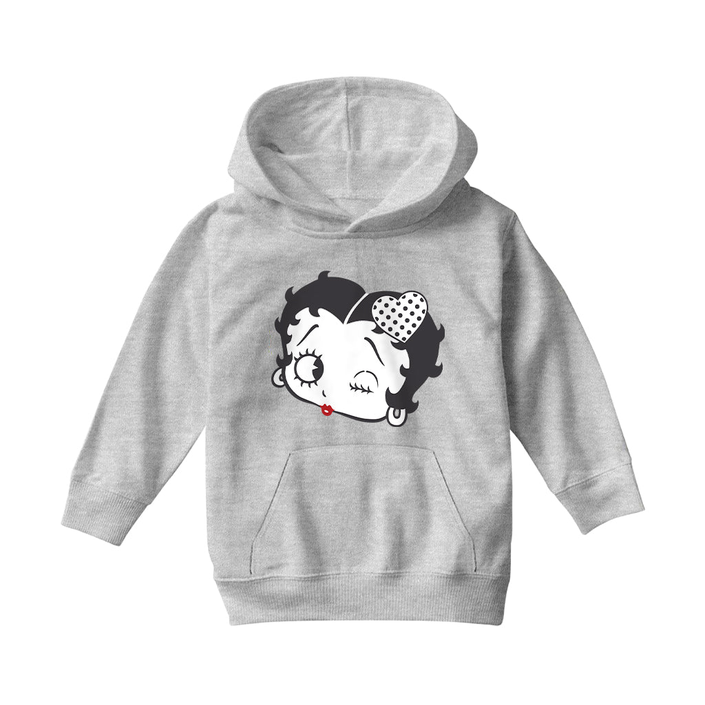 Betty Boop Dot Heart Wink Kids Hooded Sweatshirt