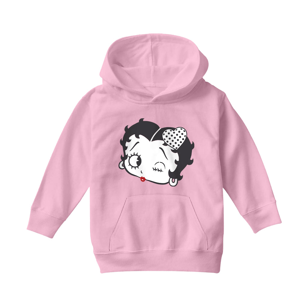Betty Boop Dot Heart Wink Kids Hooded Sweatshirt