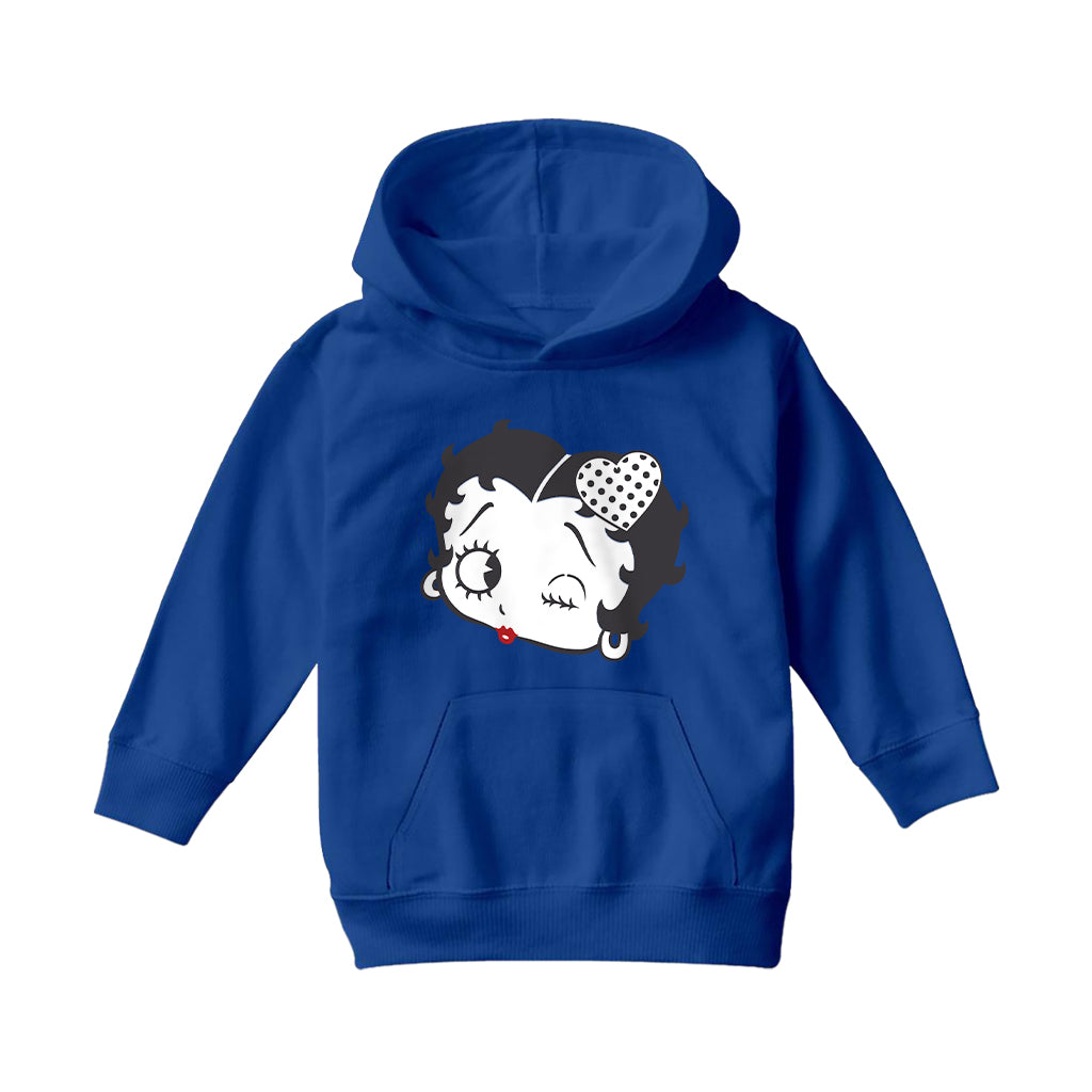 Betty Boop Dot Heart Wink Kids Hooded Sweatshirt
