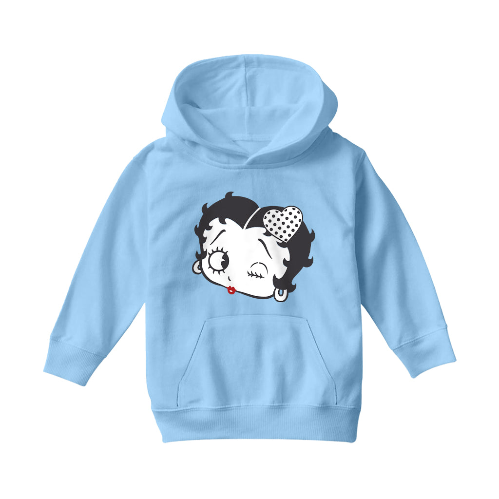 Betty Boop Dot Heart Wink Kids Hooded Sweatshirt