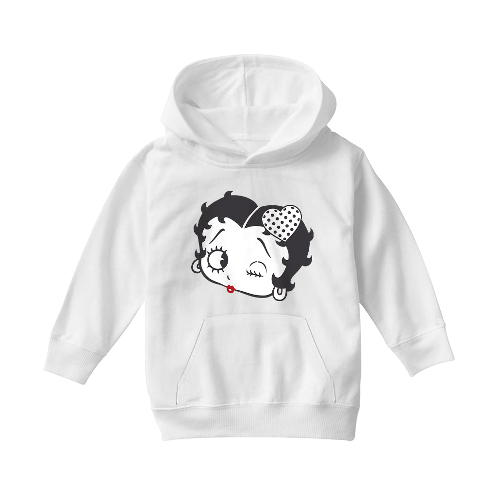 Betty Boop Dot Heart Wink Kids Hooded Sweatshirt