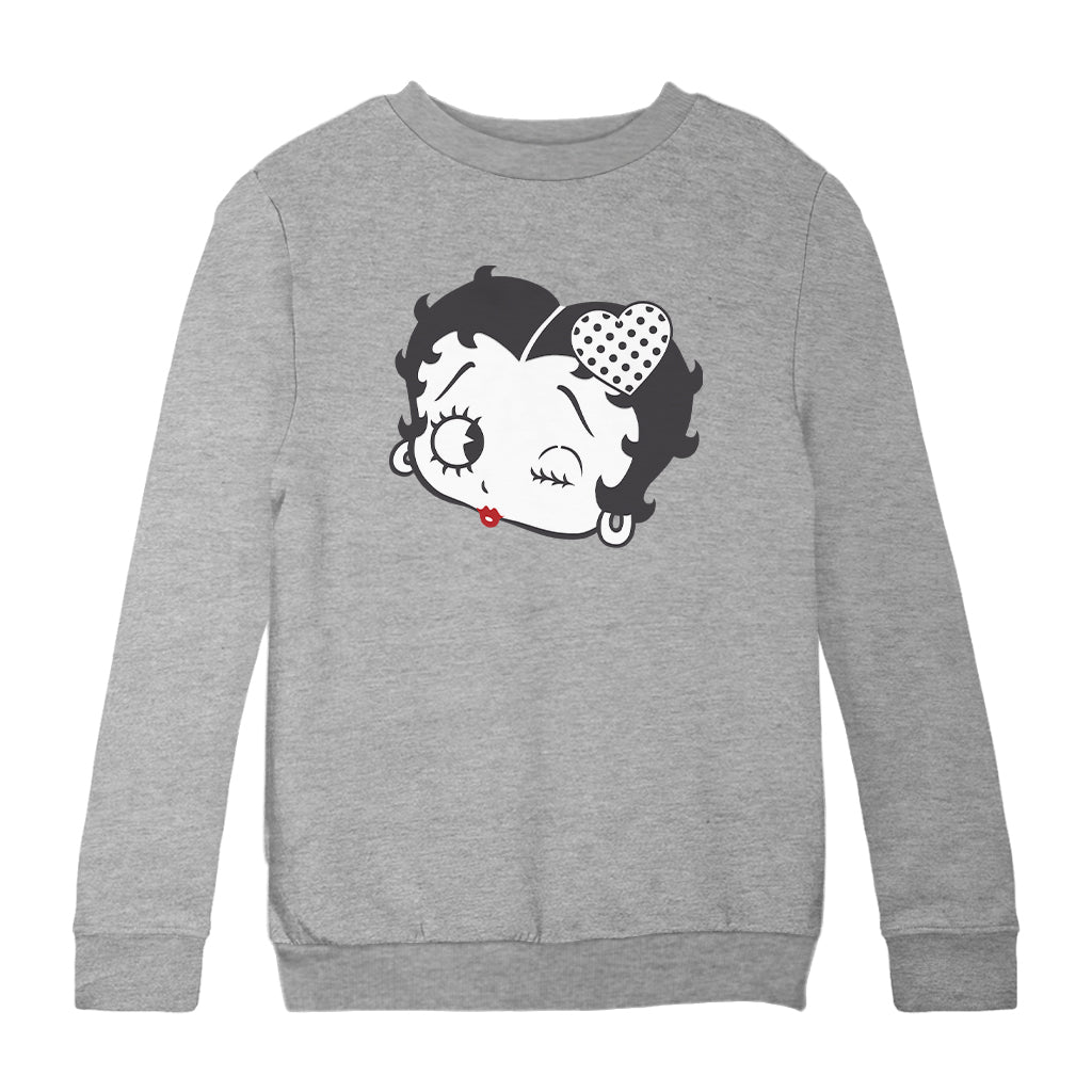 Betty Boop Dot Heart Wink Kids Sweatshirt