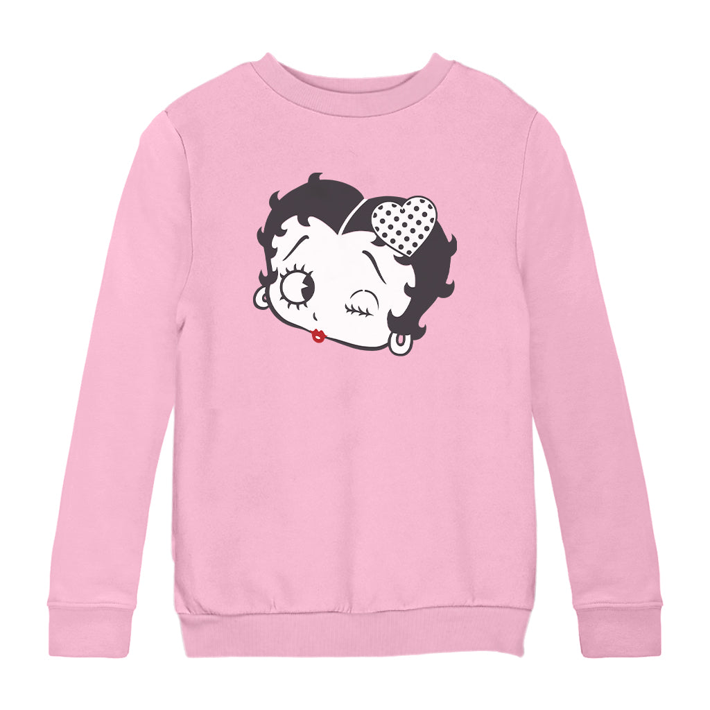 Betty Boop Dot Heart Wink Kids Sweatshirt