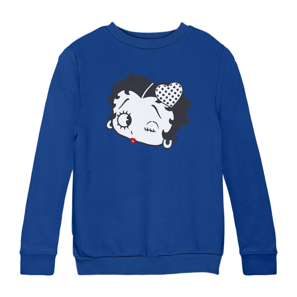 Betty Boop Dot Heart Wink Kids Sweatshirt