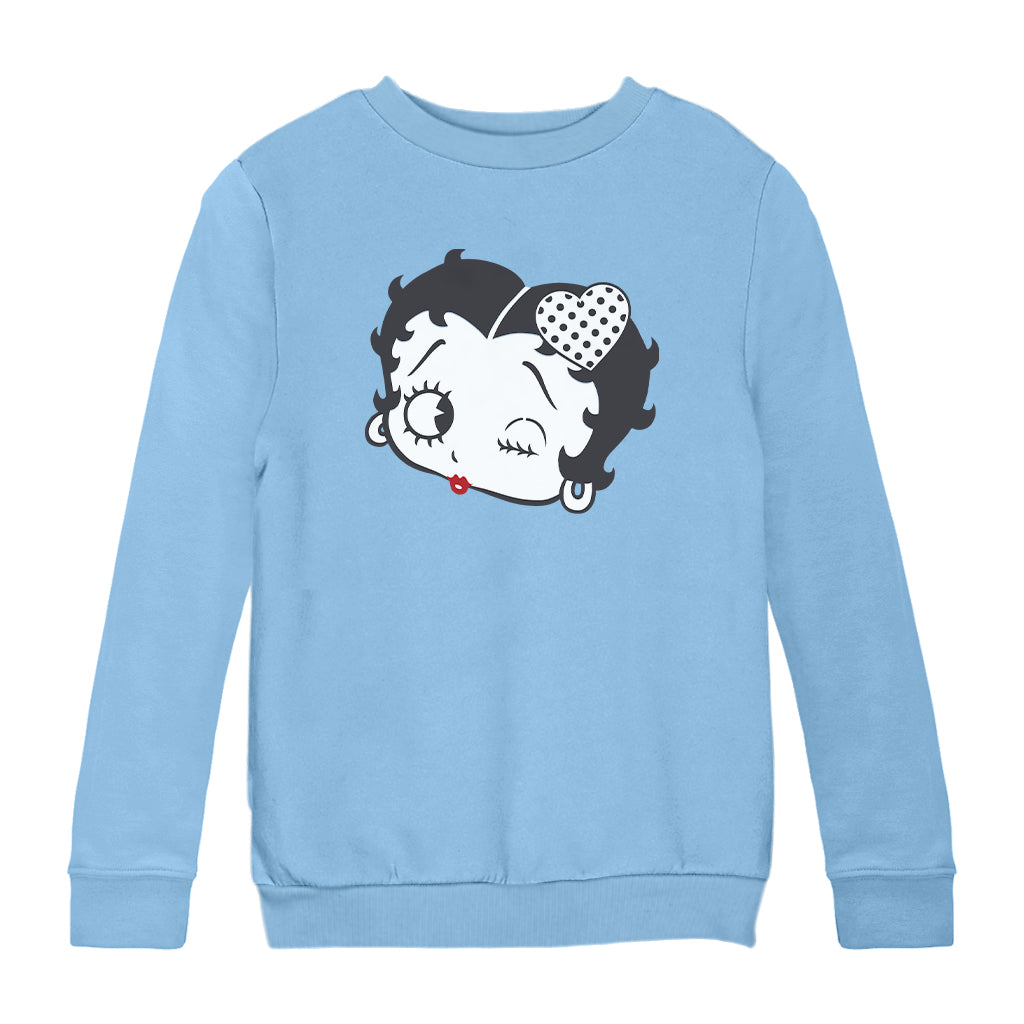 Betty Boop Dot Heart Wink Kids Sweatshirt