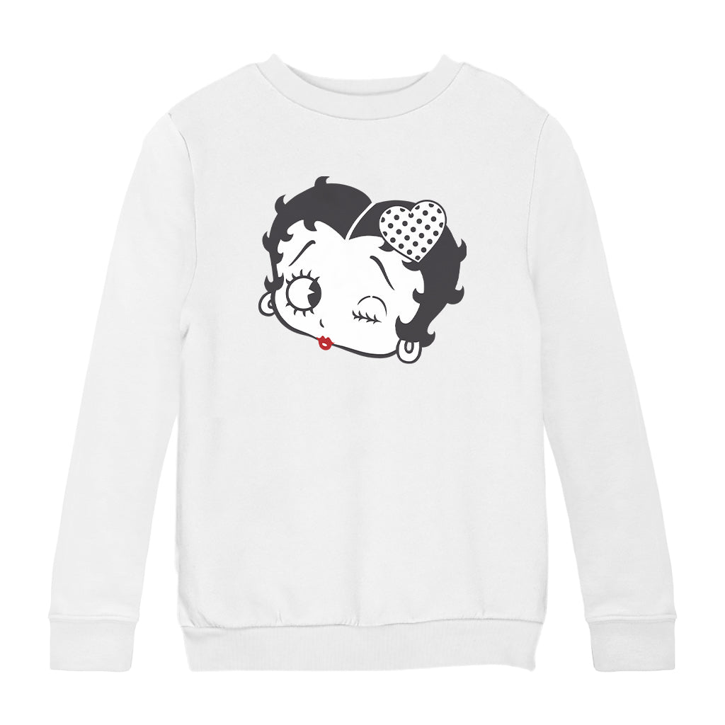 Betty Boop Dot Heart Wink Kids Sweatshirt