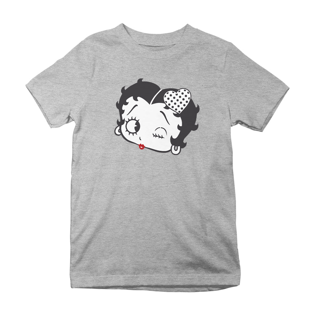 Betty Boop Dot Heart Wink Kids T-Shirt