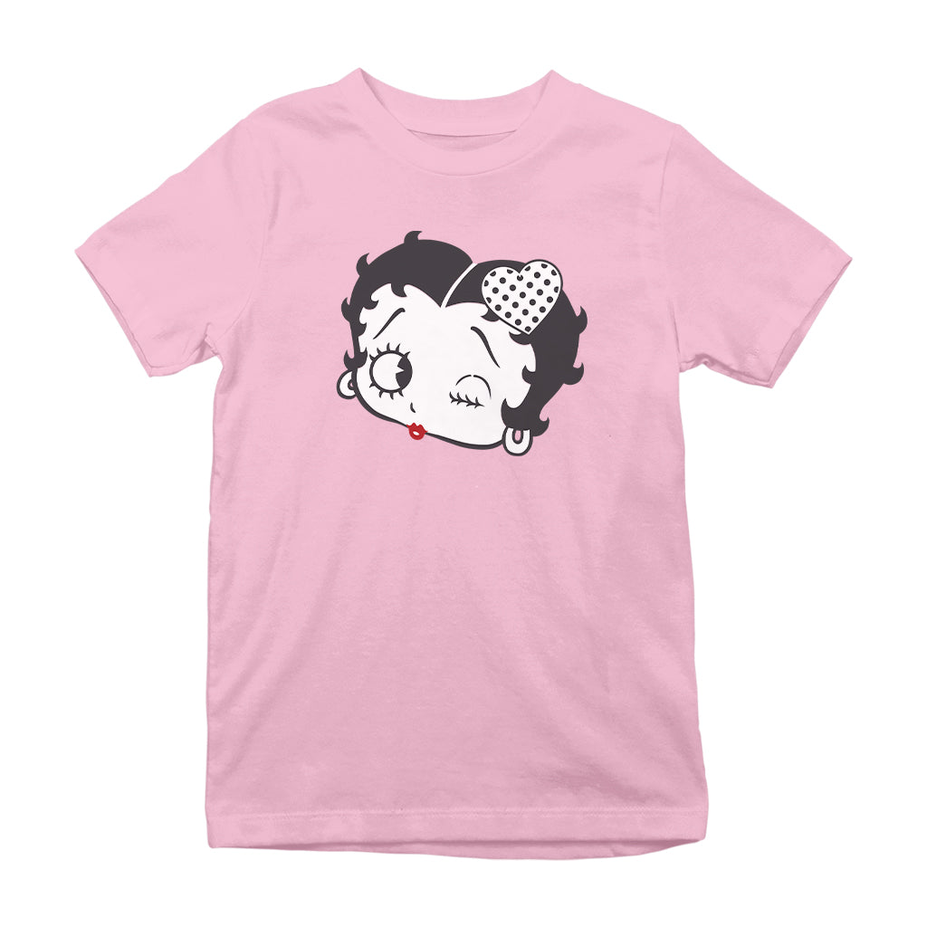 Betty Boop Dot Heart Wink Kids T-Shirt