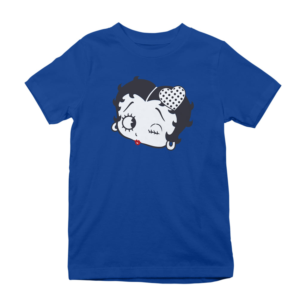 Betty Boop Dot Heart Wink Kids T-Shirt