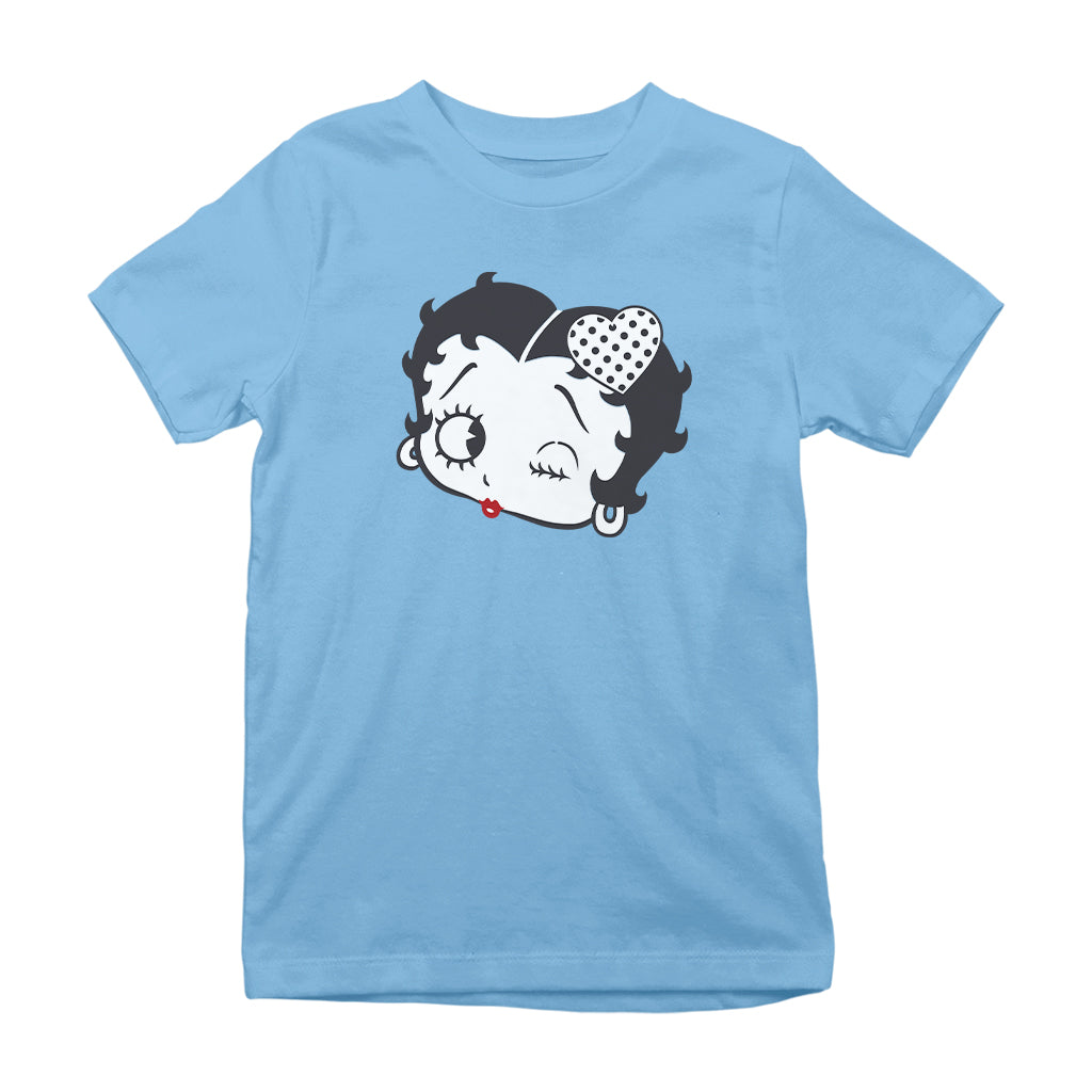 Betty Boop Dot Heart Wink Kids T-Shirt