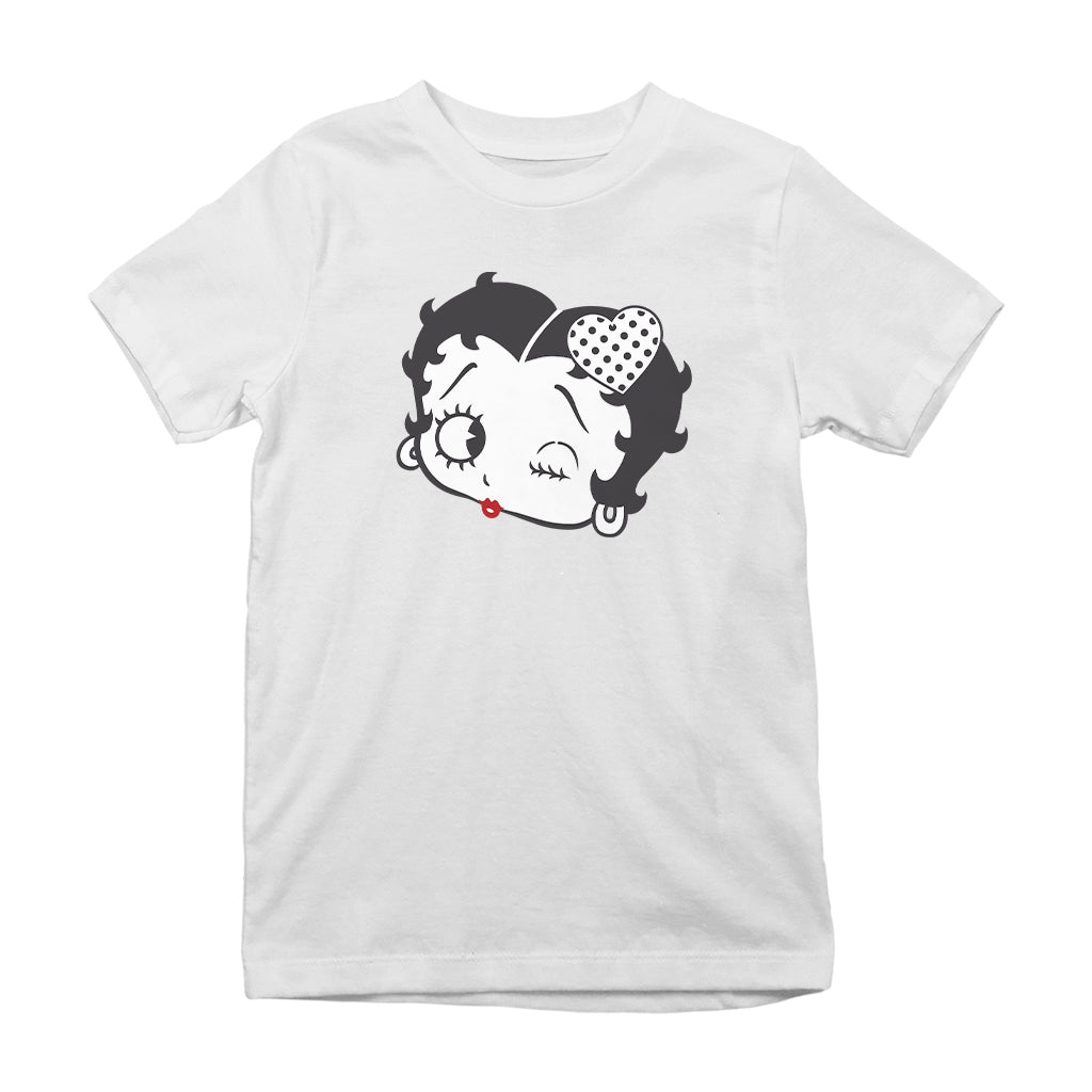 Betty Boop Dot Heart Wink Kids T-Shirt