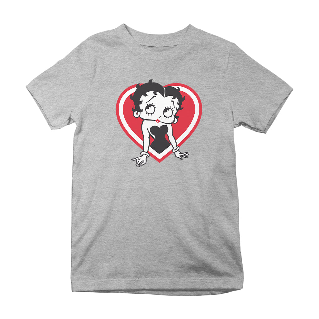 Betty Boop Red and White Heart Pose Kids T-Shirt
