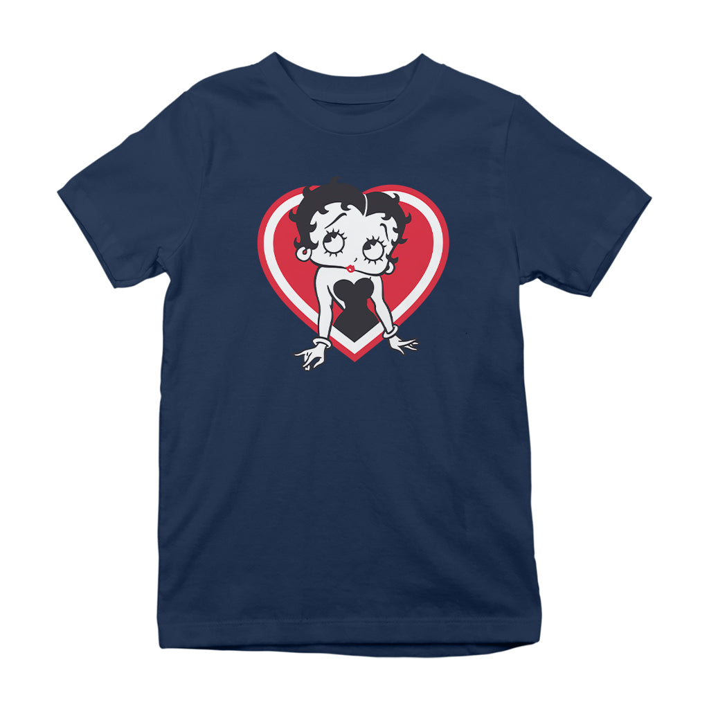 Betty Boop Red and White Heart Pose Kids T-Shirt
