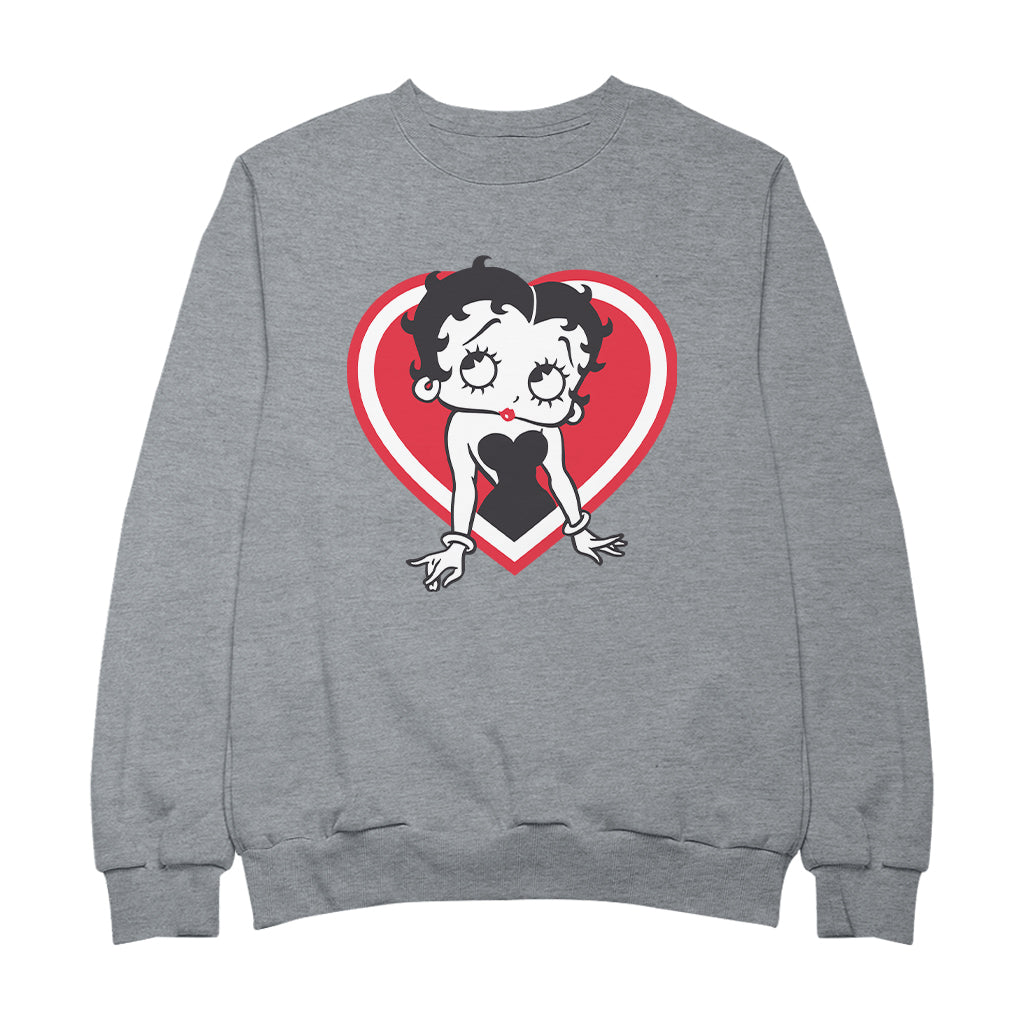 Betty Boop Red and White Heart Pose Men's Sweatshirt