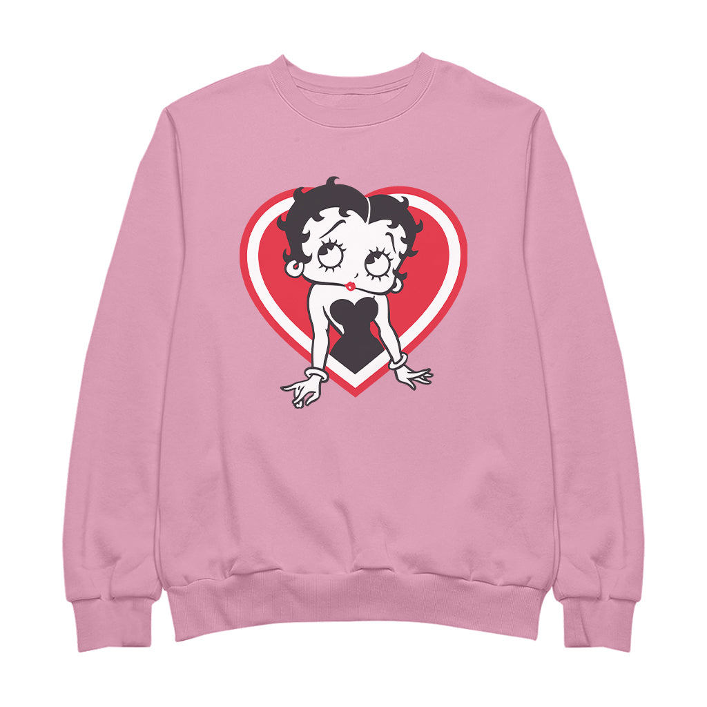 Betty Boop Red and White Heart Pose Men's Sweatshirt