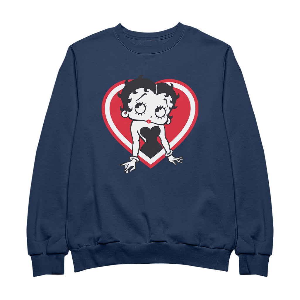 Betty Boop Red and White Heart Pose Men's Sweatshirt