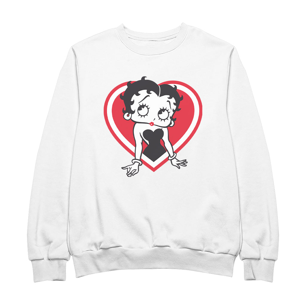Betty Boop Red and White Heart Pose Men's Sweatshirt