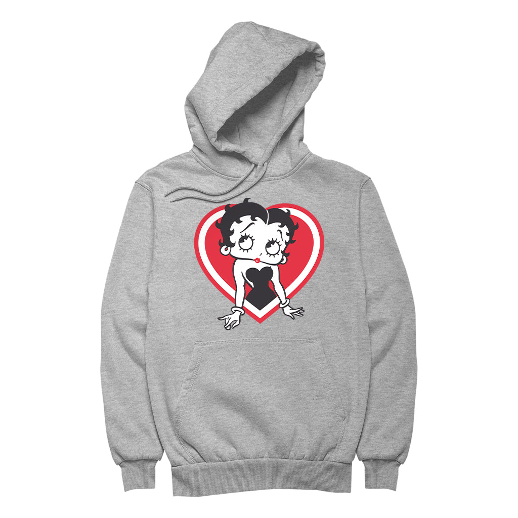 Betty Boop Red and White Heart Pose Women's Hooded Sweatshirt