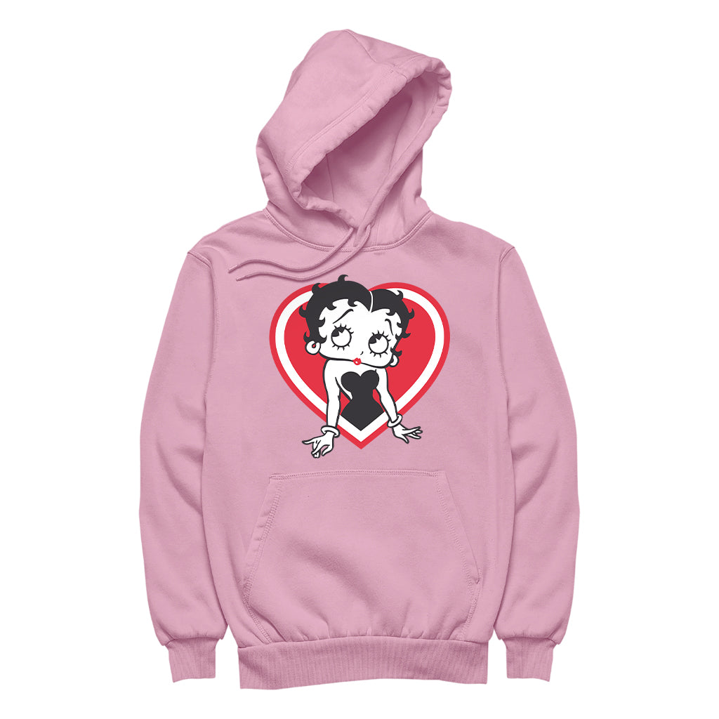 Betty Boop Red and White Heart Pose Women's Hooded Sweatshirt