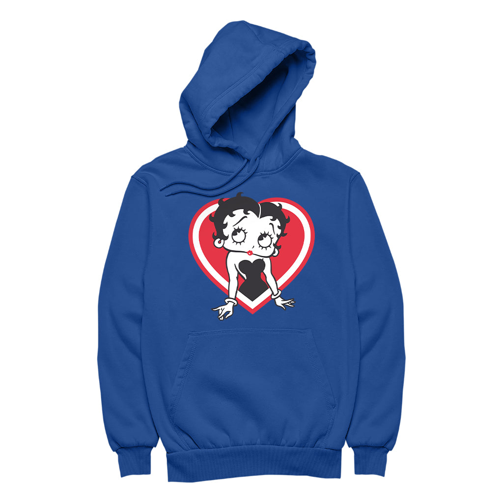 Betty Boop Red and White Heart Pose Women's Hooded Sweatshirt