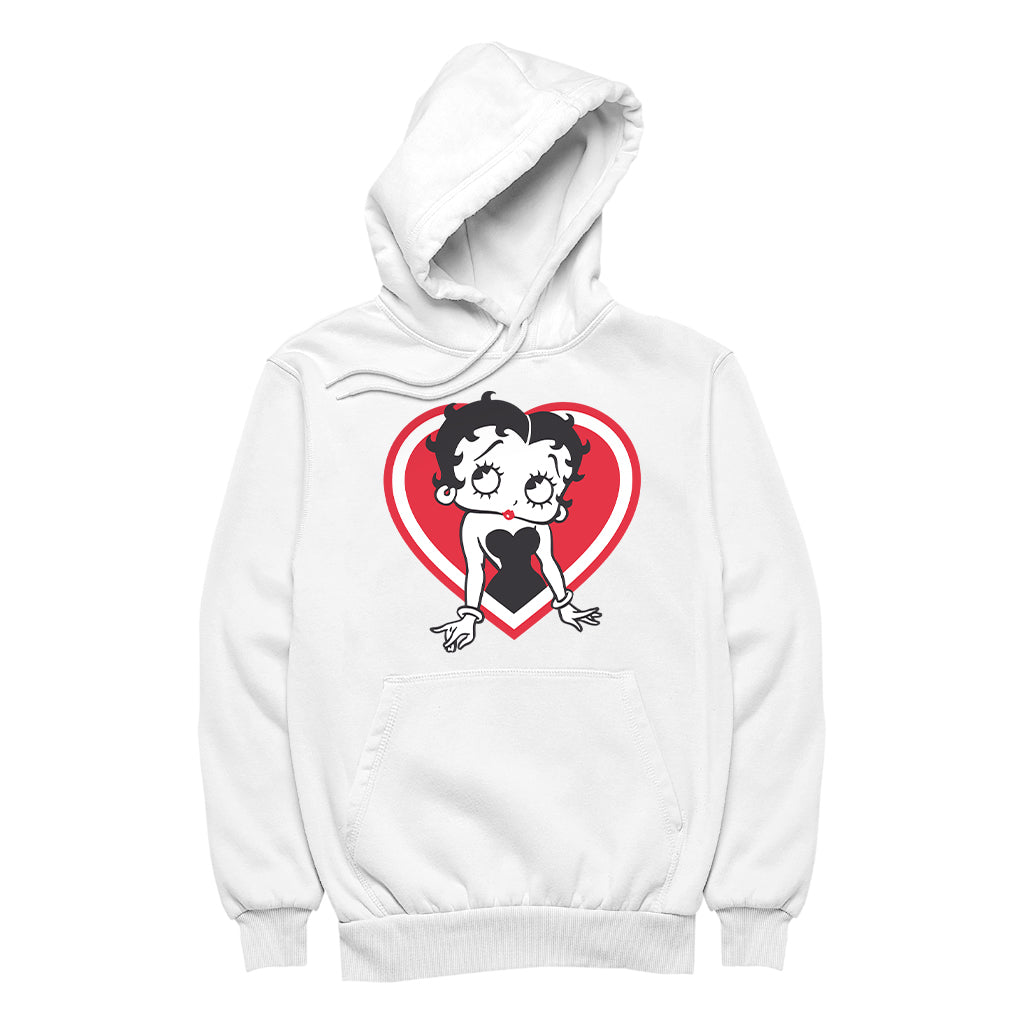 Betty Boop Red and White Heart Pose Women's Hooded Sweatshirt