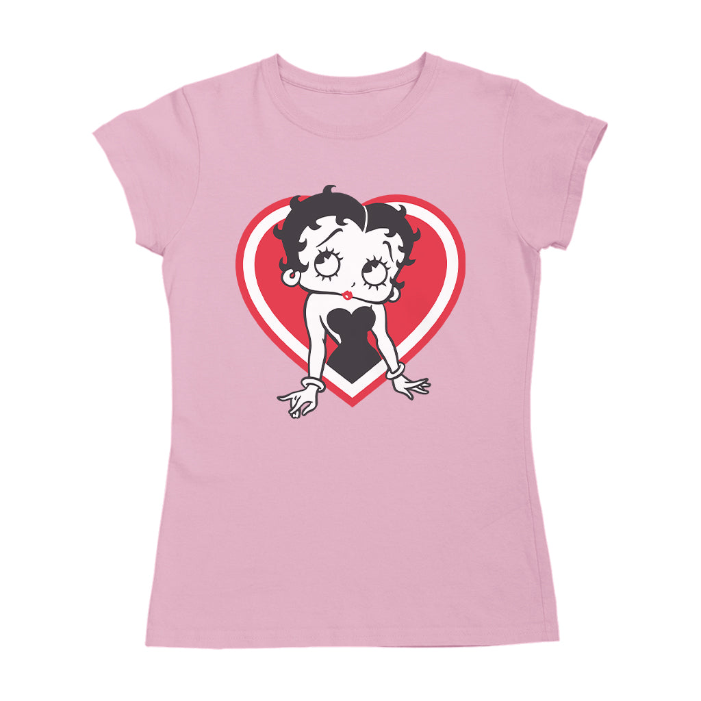 Betty Boop Red and White Heart Pose Women's T-Shirt
