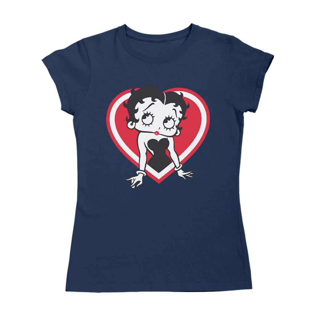 Betty Boop Red and White Heart Pose Women's T-Shirt