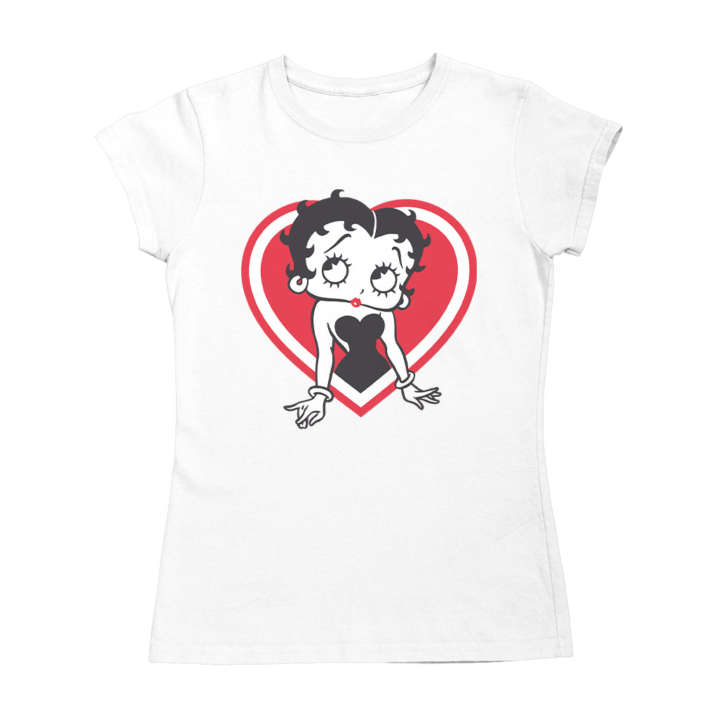 Betty Boop Red and White Heart Pose Women's T-Shirt