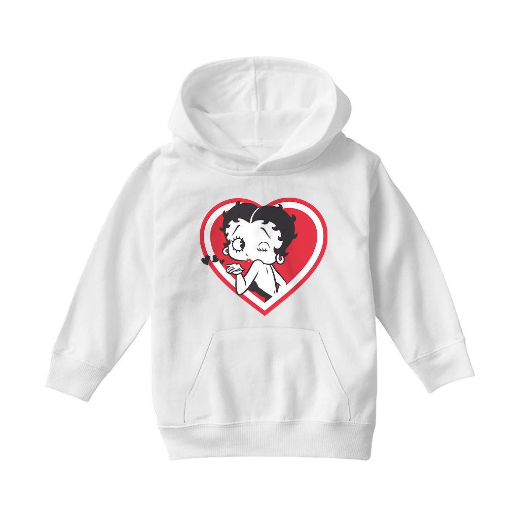 Betty Boop Heart Blowing Kiss Pose Kids Hooded Sweatshirt