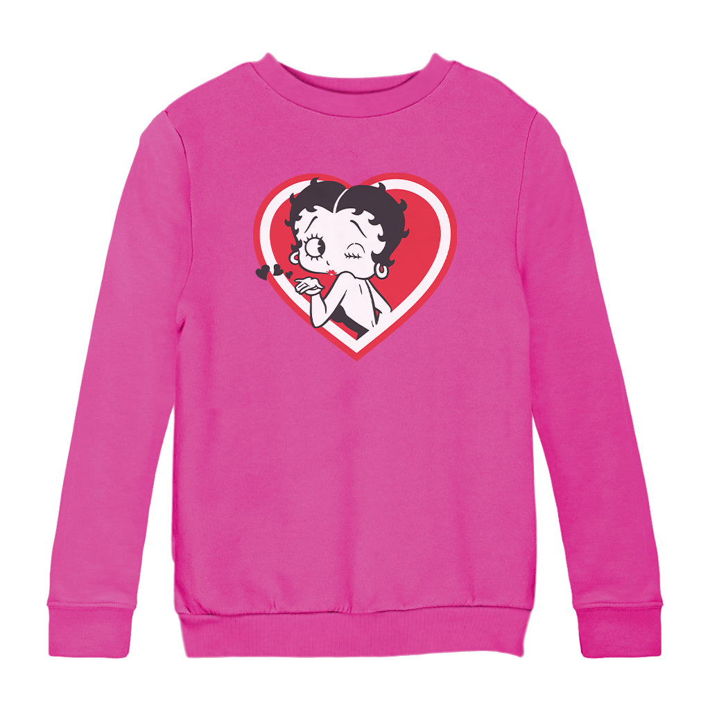 Betty Boop Heart Blowing Kiss Pose Kids Sweatshirt