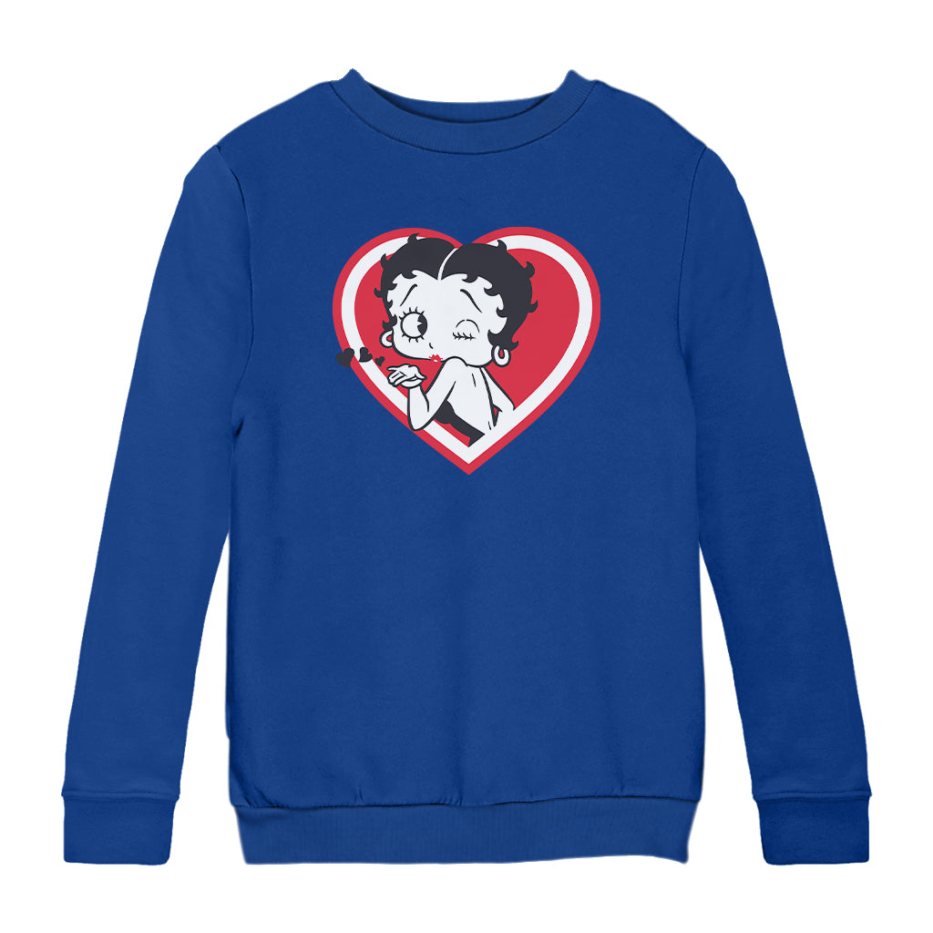 Betty Boop Heart Blowing Kiss Pose Kids Sweatshirt