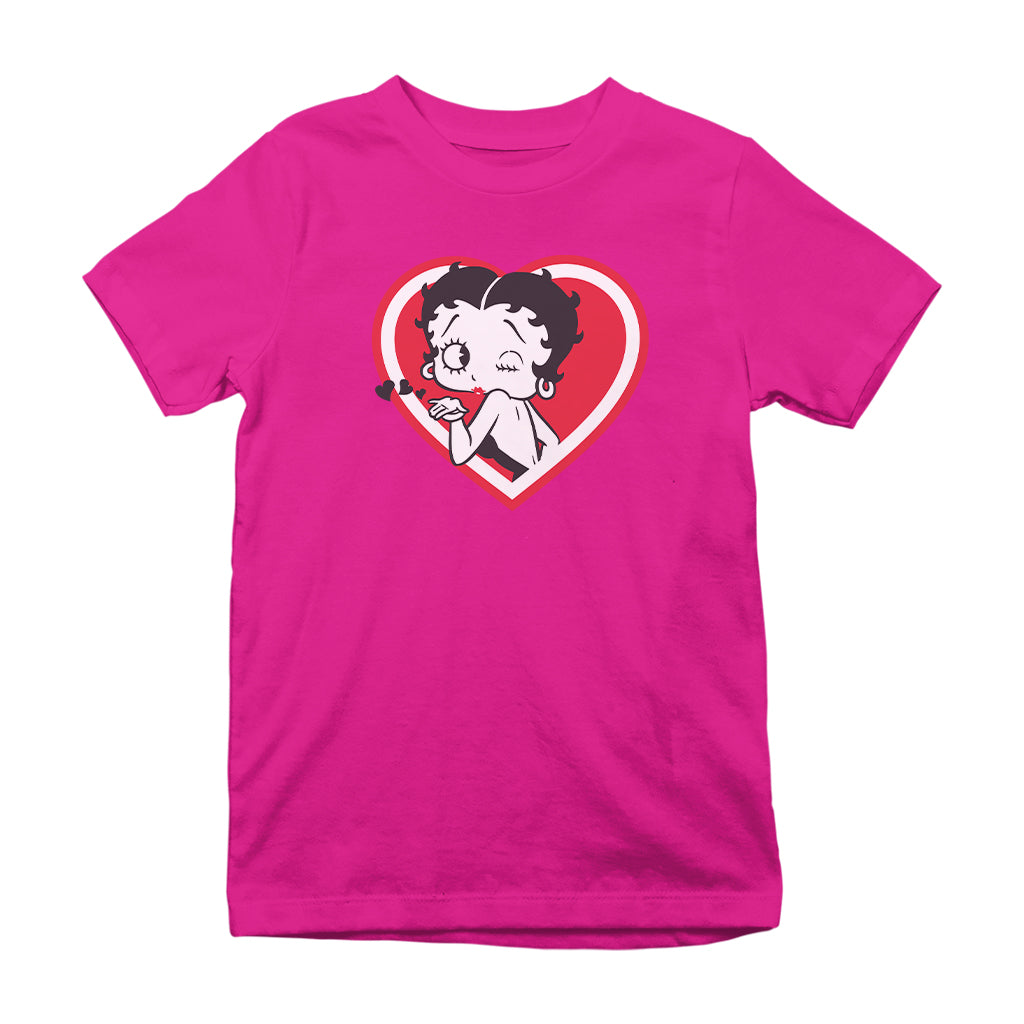 Betty Boop Heart Blowing Kiss Pose Kids T-Shirt