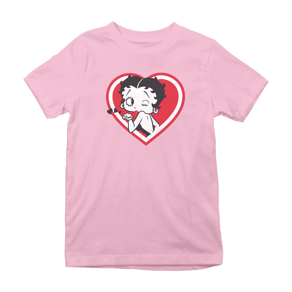 Betty Boop Heart Blowing Kiss Pose Kids T-Shirt