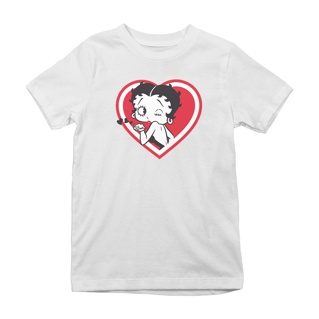 Betty Boop Heart Blowing Kiss Pose Kids T-Shirt