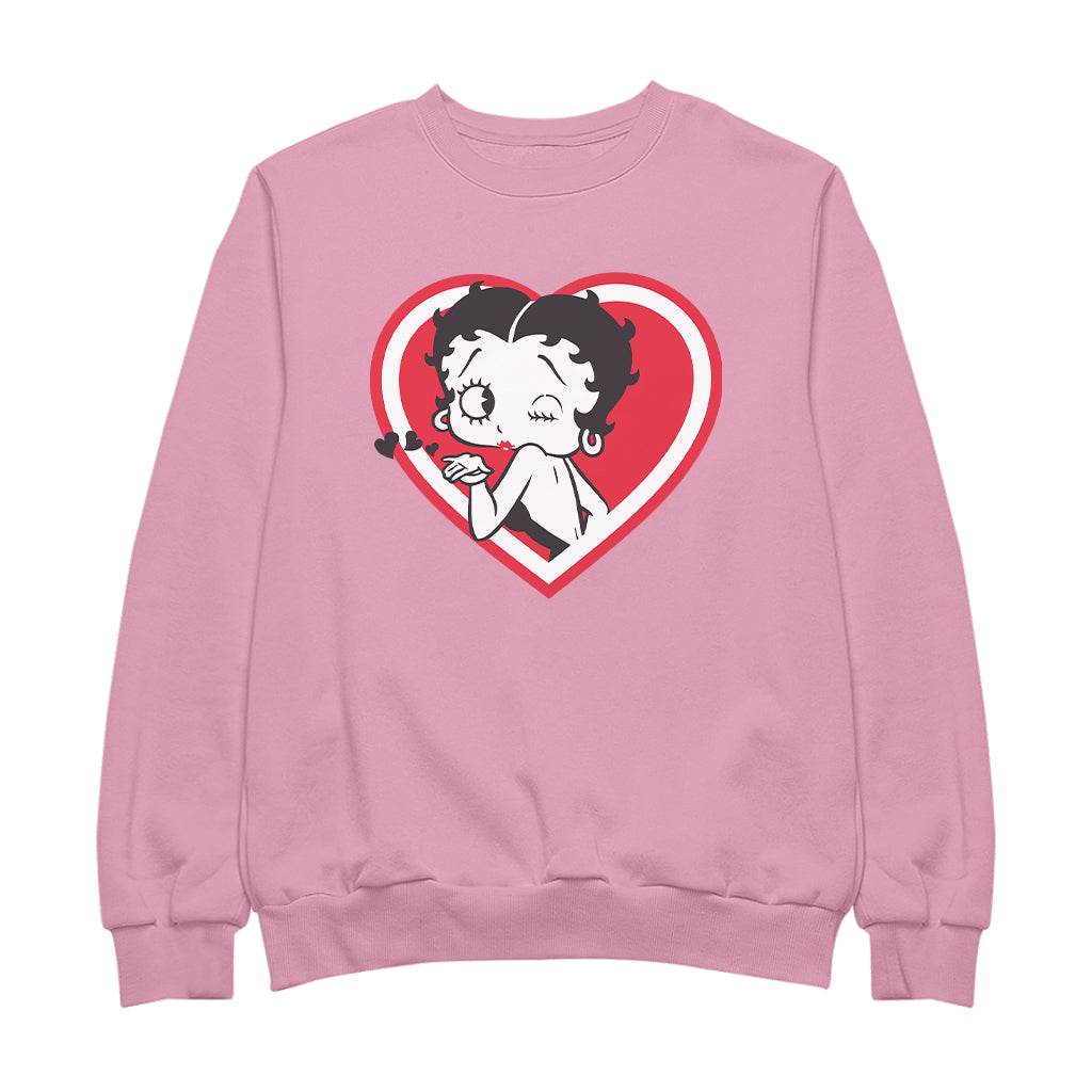 Betty Boop Heart Blowing Kiss Pose Men's Sweatshirt