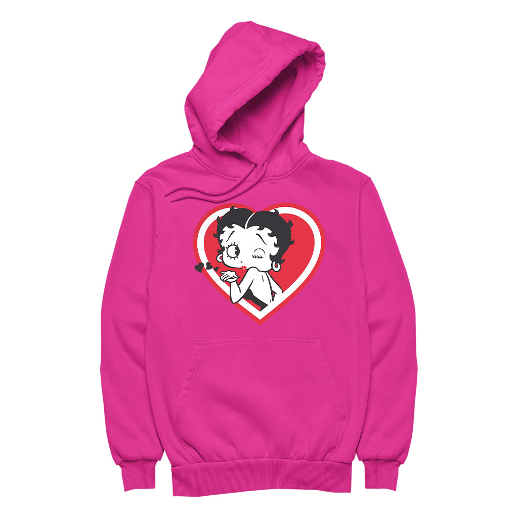 Betty Boop Heart Blowing Kiss Pose Women's Hooded Sweatshirt