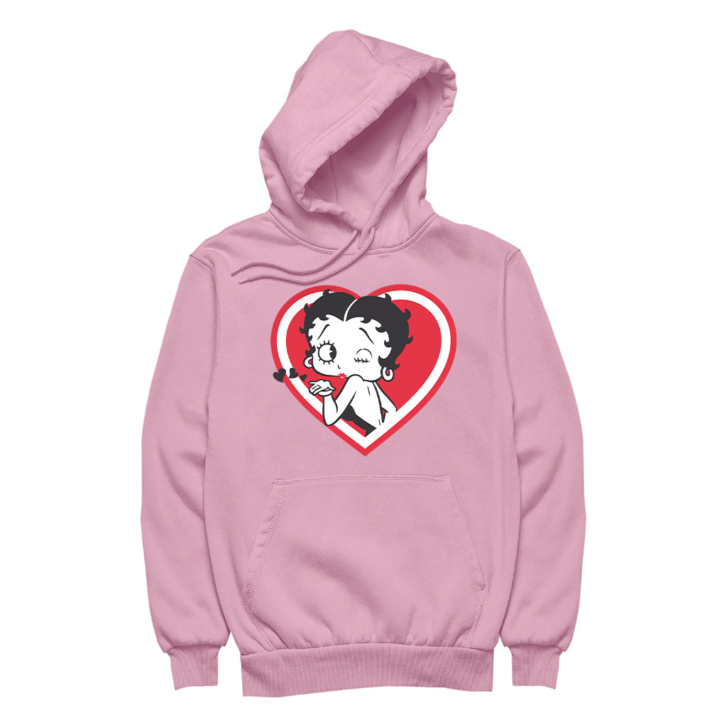 Betty Boop Heart Blowing Kiss Pose Women's Hooded Sweatshirt