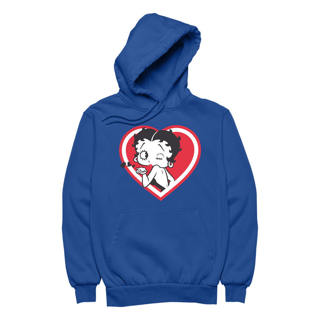 Betty Boop Heart Blowing Kiss Pose Women's Hooded Sweatshirt