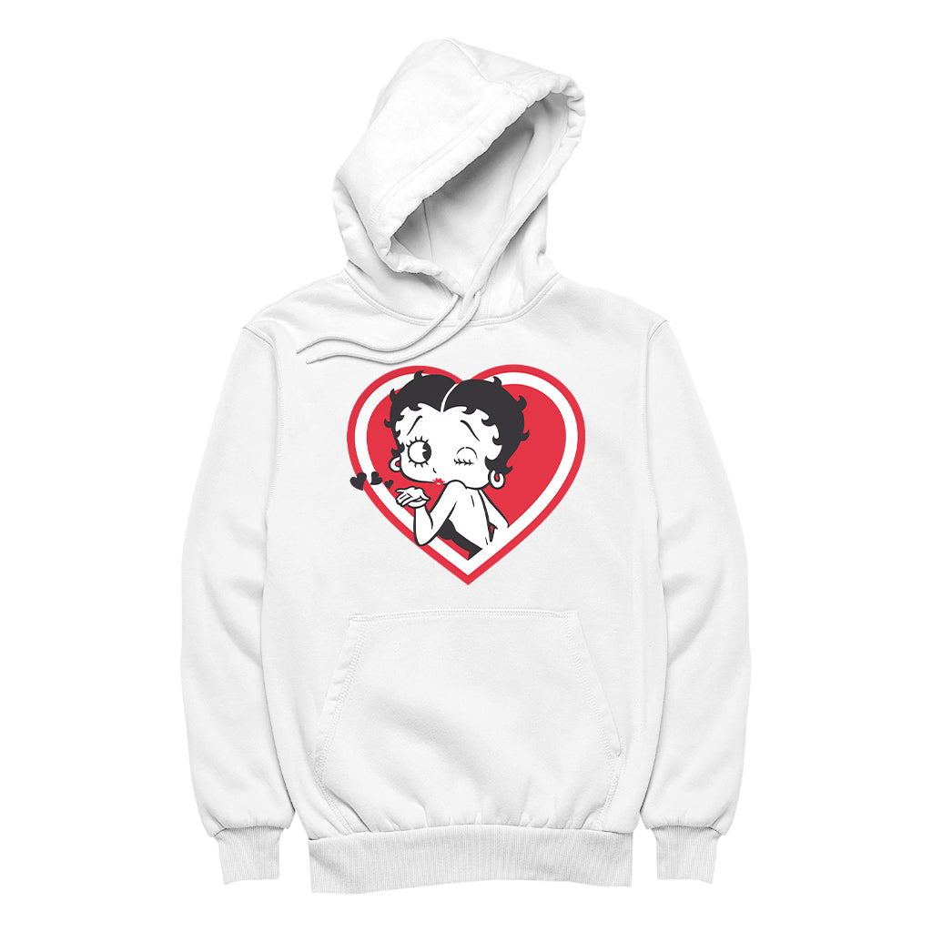 Betty Boop Heart Blowing Kiss Pose Women's Hooded Sweatshirt