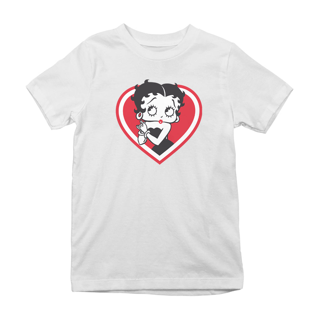 Betty Boop Red and White Heart Cute Hands Kids T-Shirt