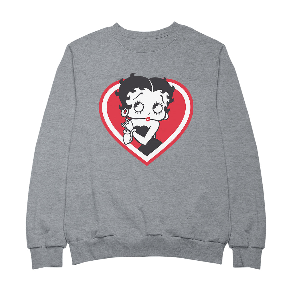 Betty Boop Red and White Heart Cute Hands Men's Sweatshirt