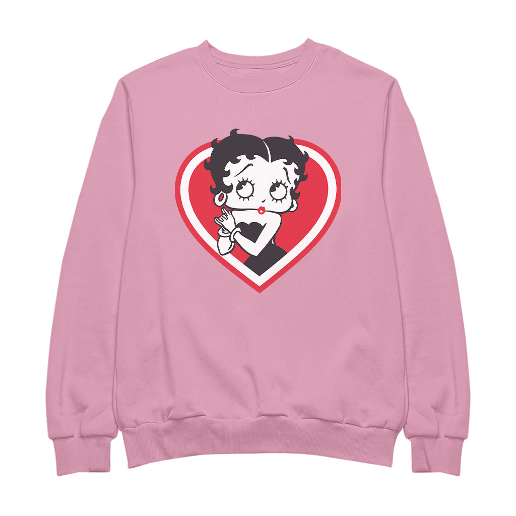 Betty Boop Red and White Heart Cute Hands Men's Sweatshirt