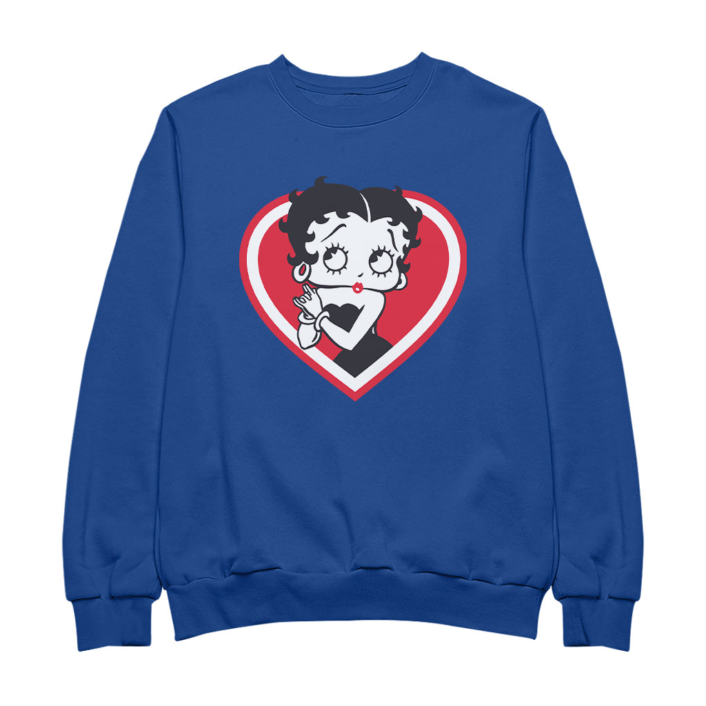 Betty Boop Red and White Heart Cute Hands Men's Sweatshirt