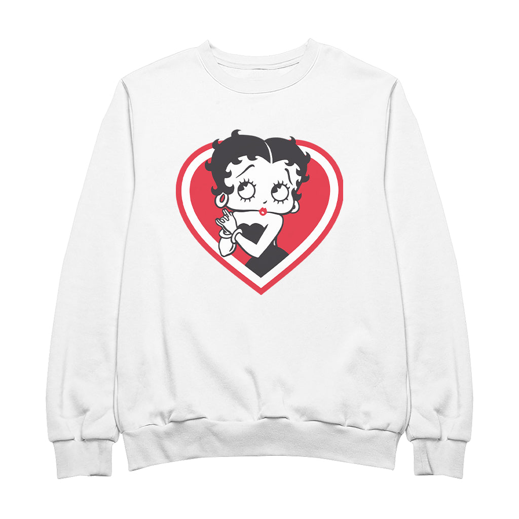 Betty Boop Red and White Heart Cute Hands Men's Sweatshirt