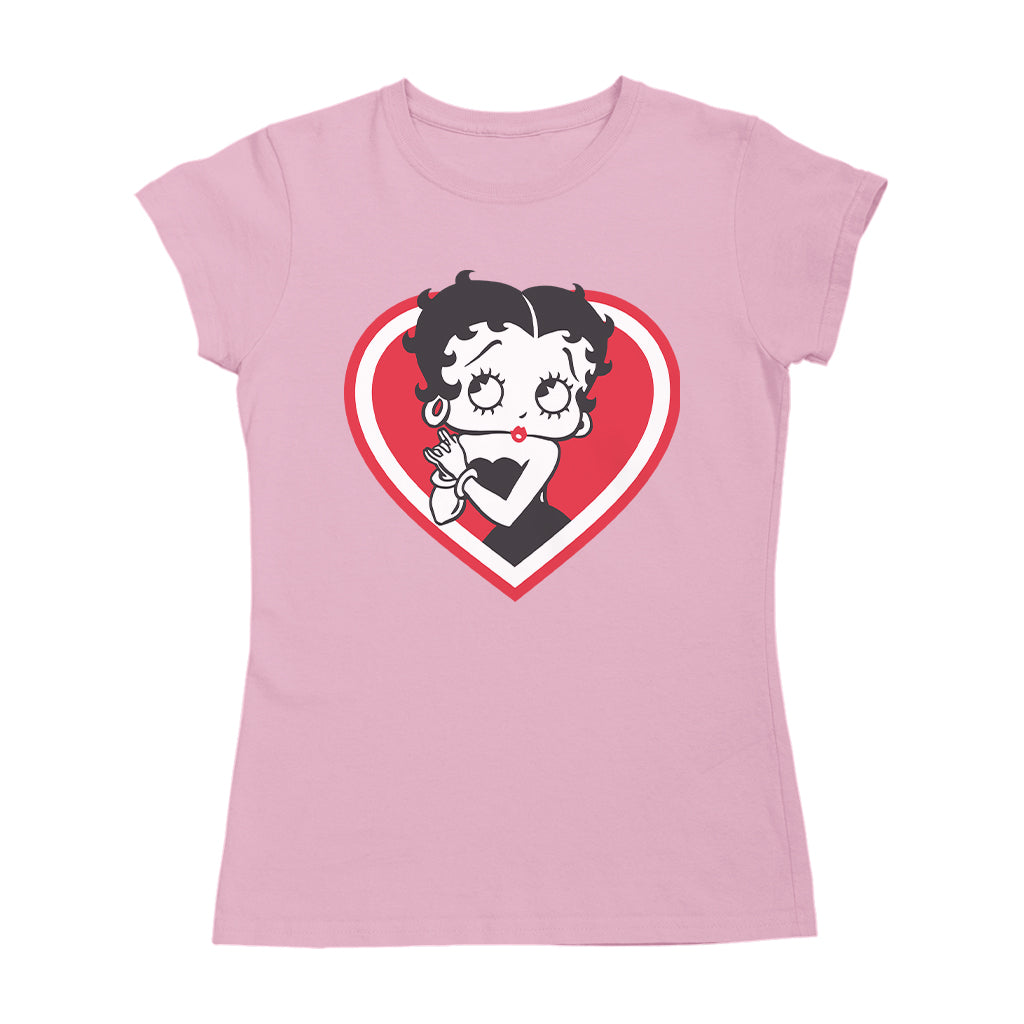Betty Boop Red and White Heart Cute Hands Women's T-Shirt