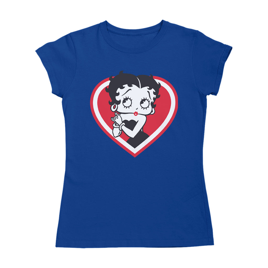 Betty Boop Red and White Heart Cute Hands Women's T-Shirt