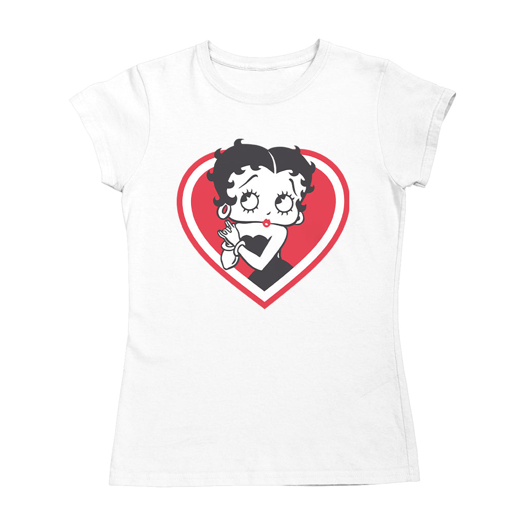 Betty Boop Red and White Heart Cute Hands Women's T-Shirt