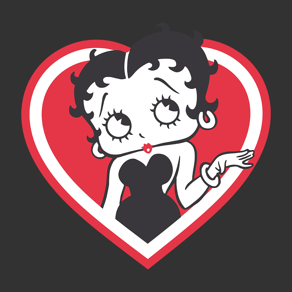 Betty Boop White and Red Heart Cute Thinking Pose Women's Hooded Sweatshirt